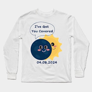 Lispe Eclipse Funny I've Got You Covered Moon & Sun 04.08.2024 Long Sleeve T-Shirt